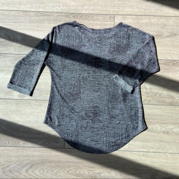 NWOT INC Dolman 3/4 Sleeve  Top Gunmetal foil Print - Picture 11 of 12